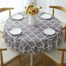 Round Table Cloth,Stain Resistant Waterproof Oilcloth Dining Table Cloth, for Dining Room, Garden, Cafe, Party (Grey, 152cm) - Rhafayre