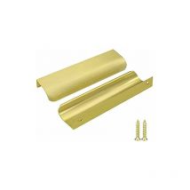 Rhafayre - Set of 5 Golden Furniture Handles Golden Kitchen Furniture Handles -LS7027GD128 Golden Profile Handle Brushed Brass Drawer Handle in