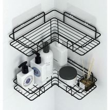 Shower Shelf, Corner Shower Shelf Without Drilling, Bathroom Storage, Stainless Steel Shower Soap Dish, 23cm (Black) - Rhafayre