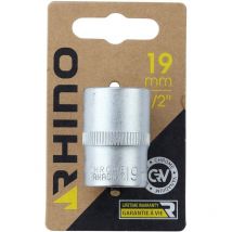 RHINO 9122 esagonale, 19 mm, set bussola esagonale, corta, metrica, 6 punte, diametro 19 mm, quadro di allenamento 1/2", alta qualità (cromo vanadio)