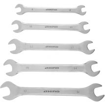 Lot de 5 clés à fourches, jeu de 5 clés plates, clés de serrage - diamètre 8 à 17 mm - fabriqué en acier (chrome vanadiu - Rhino