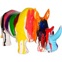Kuateh - Statuetta Decorativa Rinoceronte Kuatéh In Poliresina 54x18x24 Cm Multicolore