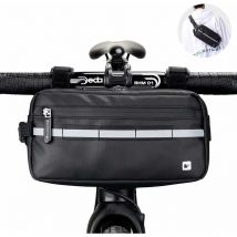 Rhinowalk, Lot de 1 sacoche de guidon de vélo multifonctionnelle, imperméable, sacoche de cadre, adaptée aux vélos de montagne, cyclotourisme (noir)