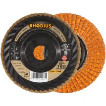 Rhodius Abrasives - rhodius jumbo longlife trim, 10 Stück, 115 mm, Korn 80, Fächerschleifscheibe