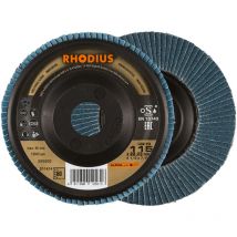 RHODIUS LGZ P3, 10 Stück, 115 mm, Korn 80, Fächerschleifscheibe