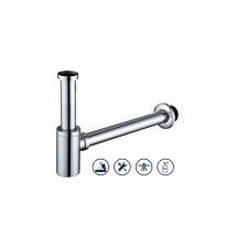 Univers Siphon Röhrensiphon für Waschbecken Waschtisch Edelstahl Bad Abflussgarnitur passgenau Röhrensiphon Ablaufgarnitur