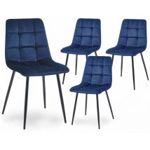 Mobilier Deco - riana - Lot de 4 chaises en velours bleu