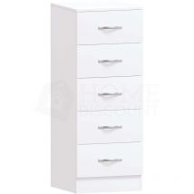 Riano 5 Drawer Narrow Chest Tall Storage Unit Bedroom Furniture Cabinet, White
