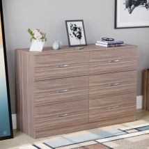 Home Discount - Riano 6 Drawer Wide Chest of Drawers Bedroom Furniture Storage Unit Cabinet, Walnut