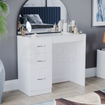 Home Discount - Riano Dressing Table 3 Drawer Makeup Vanity Computer Desk, White