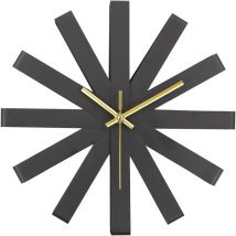 Sunxury - Ribbon Clock. Horloge murale silencieuse Ribbon, en métal, coloris noir. Dimension : 31cm de diamètre x 5.7cm d'épaisseur.