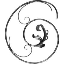 Riccio a c con foglia - Modello sinistro - Altezza 460mm Larghezza 440mm in tondo Ø12mm - Ferro battuto - Saldatura