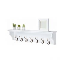 Elegant Brands - Richmond Coat Rack with 7 Hooks // Wall-mounted Storage Shelf for Hallway, Bathroom, Bedroom, Kitchen, Cloakroom