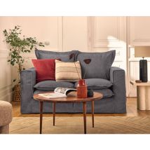 Lisa Design - Rico - einzelsofa abnehmbarer 2-sitzer mit taschen aus samt - grau