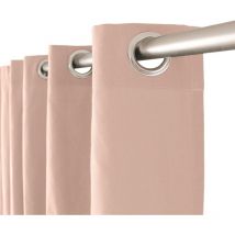 Rideau à oeillets 135x240 cm audrey 100% coton coloris vieux rose