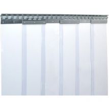 Rideau à lanières en PVC Rideau industriel à lanières 2x200mm, transparent, complètement pré-assemblé, rails de montage galvanisés, résistant aux