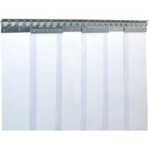 Rideau à lanières en PVC Rideau industriel à lanières 2x200mm, transparent, complètement pré-assemblé, rails de montage galvanisés, résistant aux