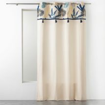 Ligne Decor - Rideau À Œillets 140 X 240 Cm – Coton Imprimé Doré Et Pompons – Prusseor