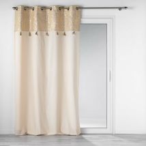 Rideau 140x240cm imprimé metallisé avec pompons - 140x240cm - Doré