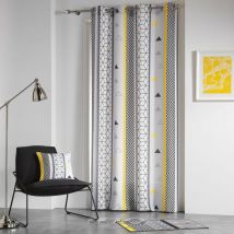 L3c - Rideau À Oeillets - 140 X 260 Cm - Yellow Mix - Jaune Et Gris - Livraison Gratuite