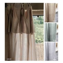 Rideau ajustable + 10 anneaux pince 'Milos' 140 x 280 cm Mousseline de coton - Naturel