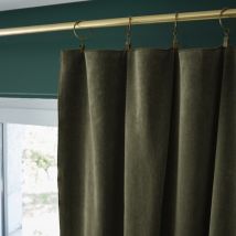 Rideau ajustable + 8 anneaux pince 'César' 140 x 270 cm Velours de Coton - Couleur: César Thym
