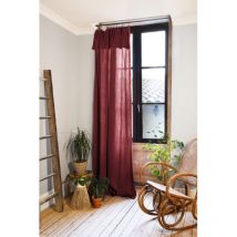 L'effet Papillon - Rideau ajustable + 8 anneaux pince gaze de coton luxe 140 x 300 cm Gaia Bordeaux
