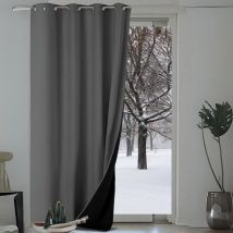 Homemaison - Rideau thermique aspect velours Galena - 140x260cm - Gris anthracite