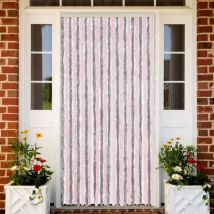 Rideau anti-mouches gris argenté et rose 100x220 cm chenille