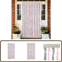 Rideau anti-mouches gris argenté et rose 90x220 cm chenille - Rideau Anti-moustique - Rideau Insecte - Protection Contre Les Insectes - Intimité