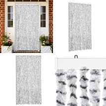 Rideau anti-mouches gris clair et gris foncé 100x200cm chenille - Rideau Anti-moustique - Rideau Insecte - Protection Contre Les Insectes - Rideau