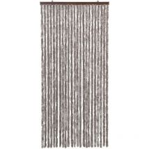 Rideau Chenille Porte D'entrée Protège Du Soleil Anti-Mouches Lavable Réglable Gris Tourterelle - 100x220 cm