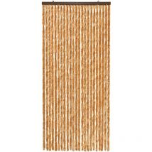 Rideau Chenille Porte D'entrée Protège Du Soleil Anti-Mouches Lavable Réglable Orange - 120x230 cm