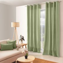 Rideau coloré en pur coton 8 œillets Vert Olive 135x240 cm