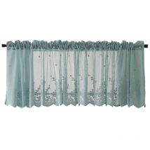 Rideau court en dentelle demi-rideau, rideau de fenêtre, transmission de la lumière pour la maison, la cuisine, le balcon, 130x41cm, bleu
