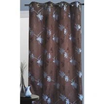 Rideau d'Ameublement à Jacquard Floral marron chocolat 135 x 260 cm - marron chocolat