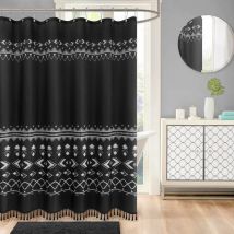 Rideau de douche 180 x 180 cm Rideau de douche bohème noir Rideau de douche en polyester imprimé imperméable