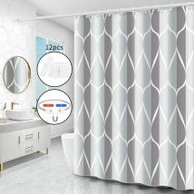 Rideau de douche 180 x 200 cm, rideau de douche antibactérien lavable, anti-moisissure, rideau de douche imperméable, rideau de douche textile en