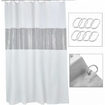 Rideau de douche 180 x 200cm Blanc Salle de bain Douche - Imperméable séchage rapide - peva Materiel ecologique Anti-moisissures - Blanc