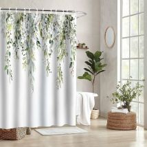 Heguyey - Rideau de douche 180cm 180cm Rideau de Douche Plantes Vertes Eucalyptus, Rideaux de Douche de Printemps pour Sal de Bain, Ensembs de