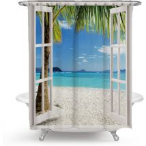 Linghhang - Rideau de douche 200 x 230 cm, rideau de douche de plage, rideau de douche imperméable en polyester imprimé
