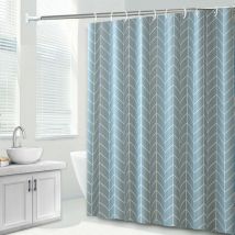 Rideau de douche à motifs chevrons - Gris bleu