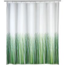Rideau de douche antimoisissure Nature, rideau de douche original, lavable en machine et waterproof, 12 anneaux rideau de douche en plastique blanc