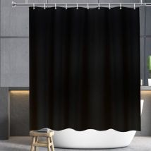 Alovez - Schwarzer Anti-Schimmel-Duschvorhang, waschbarer und schimmelresistenter wasserabweisender Textil-Duschvorhang für das Badezimmer zu Hause,