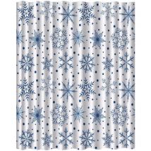 Rideau de douche bleu de Noël, rideaux de douche de flocon de neige d'hiver, rideaux de douche en tissu de décoration de maison de vacances, 35x70