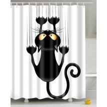 Linghhang - Rideau de Douche Chat Humoristique imperméable Rideaux de Bain Tissu Textileavec des Crochets, Rideaux de Douche pour Salle de Bains 150