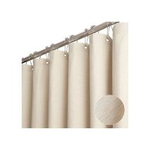 Rideau de douche en tissu extra long, ensemble de rideau de douche en tissu résistant texturé en lin de 84 pouces avec 12 crochets en plastique,