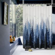 Tigrezy - Rideau de douche forêt de montagne tissu d'arbre naturel rideau de douche costume bleu rideau de douche rideau de douche étanche rideau de