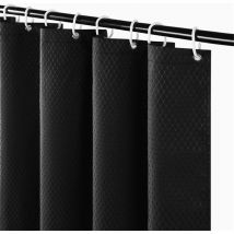 Jn.songs - Rideau de Douche Gaufre Anti Moisissure Rideaux Baignoire Lavable Épais Tissu Polyester Imperméable Noir - 120x200CM