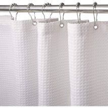 Linghhang - Rideau de Douche Gaufre avec Anneaux en Métal Rideau de Douche Baignoire Anti Moisissure Tissu Rideau Salle de Bain Robuste pour